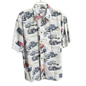 Boca Classics Vintage Cars Cotton Button Down Short Sleeve Shirt Size XL